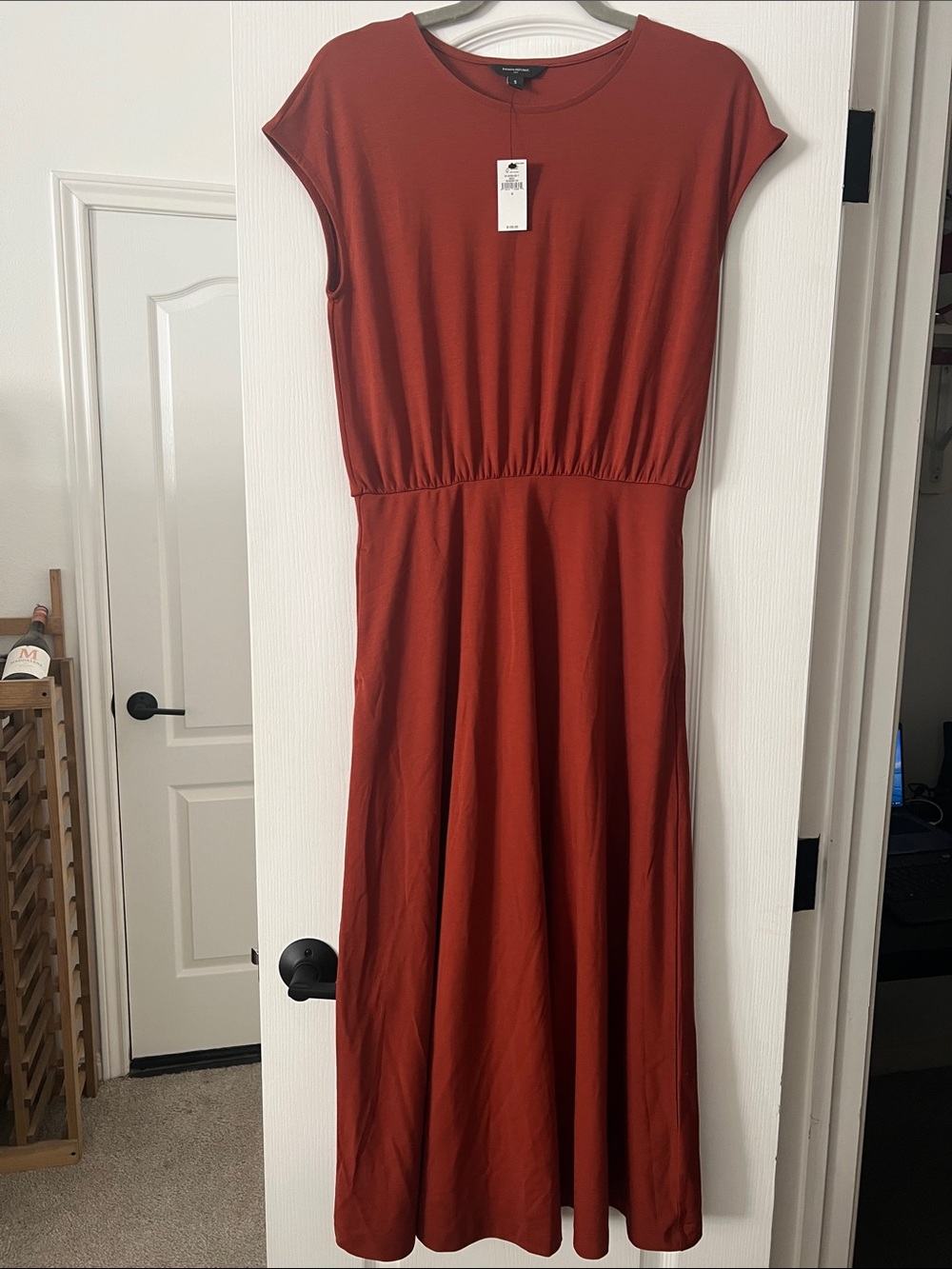 NWT Banana Republic Rust Red Orange Women’s Midi Dress - Casual Elastic Waist